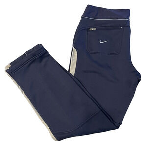 Nike Pants Womens Small Navy Blue White Dri-FIT Tapered Track Athletic Gym